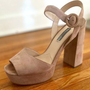 Prada Blush Suede Platform Block-Heels 39 EU/8 US